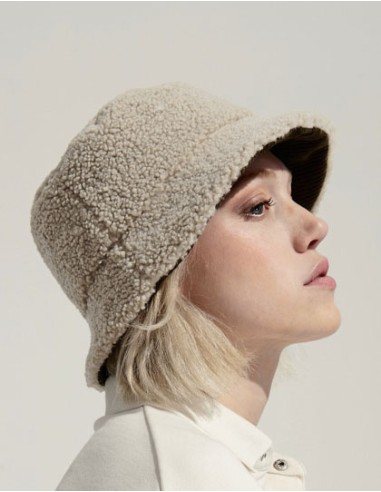 SOL-03998-Reversible Sherpa And Velvet Bucket Hat